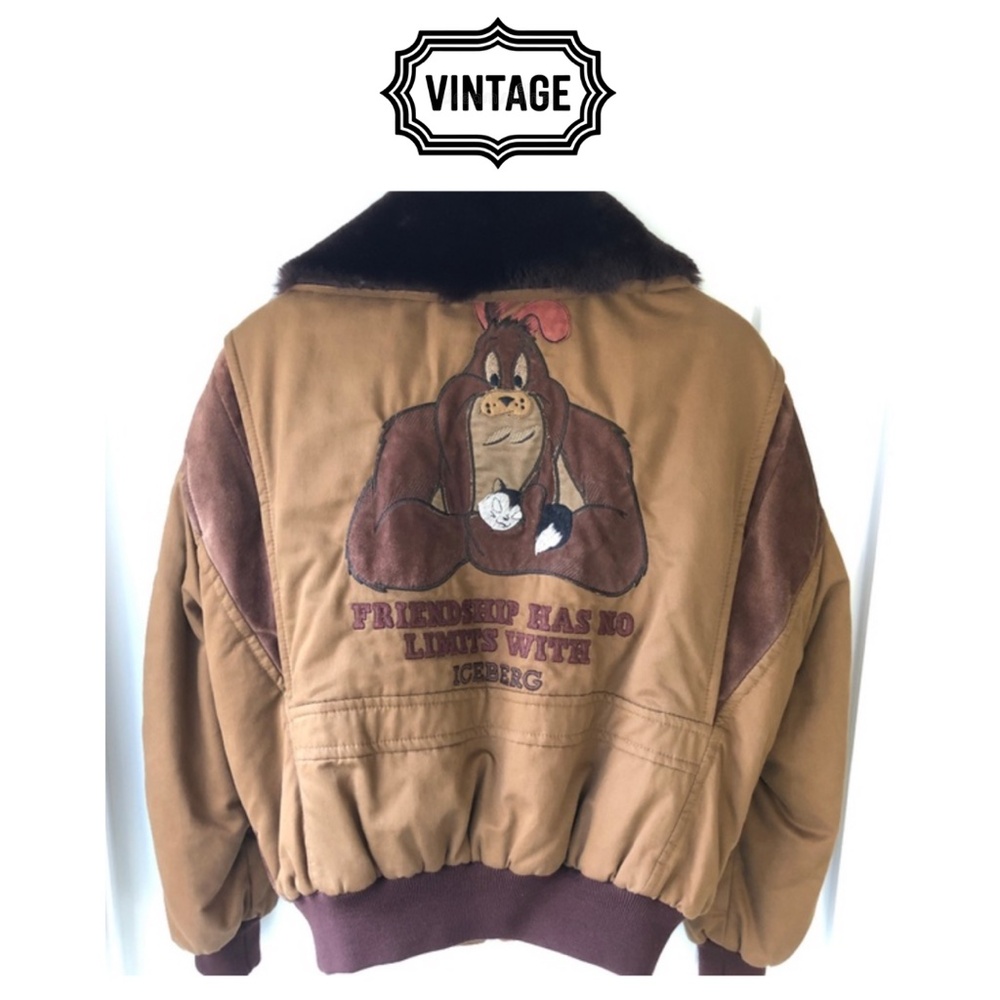 Vintage 80s Iceberg Warner Bros Brown Bomber